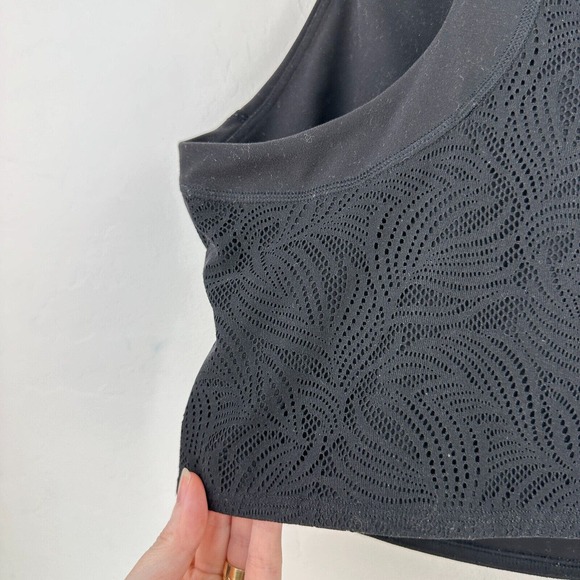 Athleta Tank Top Womens Small Black Lace Cropped Racerback Crew Neck‎ Activewear - Picture 4 of 6